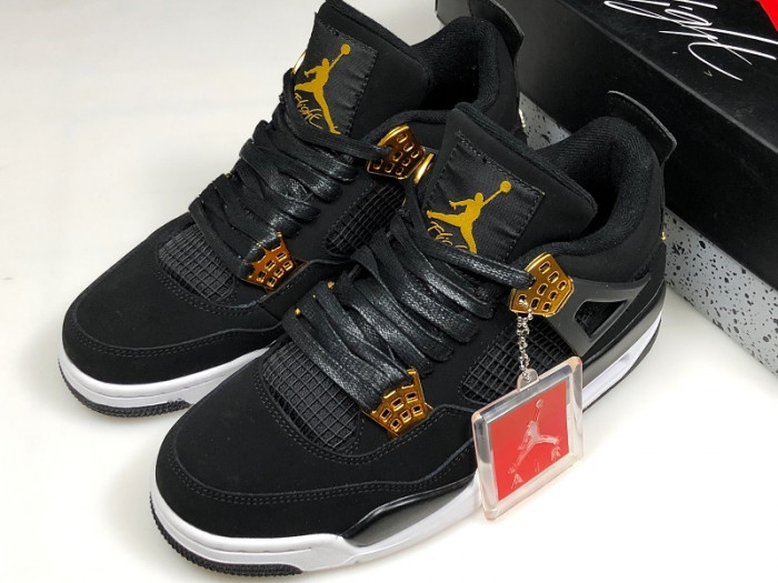 AIR JORDAN 4 “ROYALTY” BLACK/METALLIC GOLD-WHITE MENS 308497-032